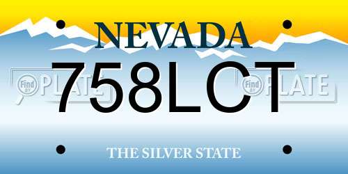 758LCT Nevada License Plate