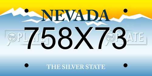 758X73 Nevada License Plate