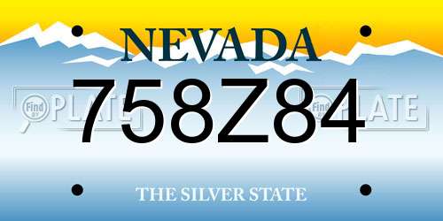 758Z84 Nevada License Plate