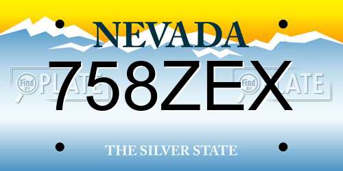 758ZEX Nevada License Plate