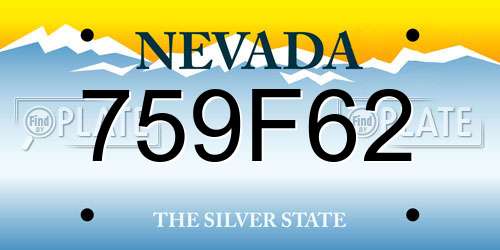 759F62 Nevada License Plate