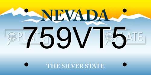759VT5 Nevada License Plate