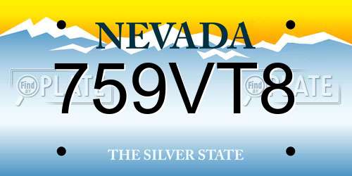 759VT8 Nevada License Plate