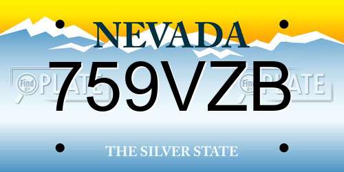 759VZB Nevada License Plate