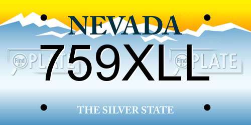 759XLL Nevada License Plate
