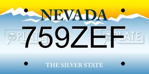 759ZEF Nevada License Plate