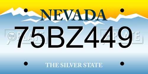 75BZ449 Nevada License Plate