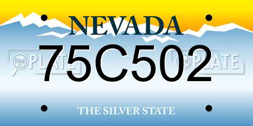 75C502 Nevada License Plate