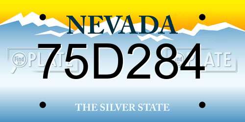 75D284 Nevada License Plate