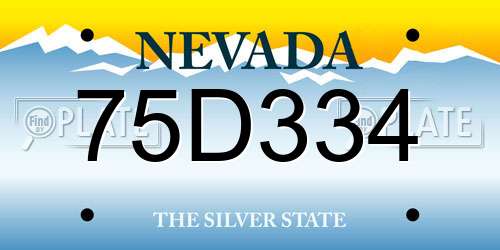 75D334 Nevada License Plate