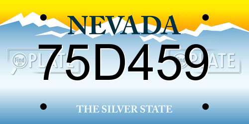 75D459 Nevada License Plate