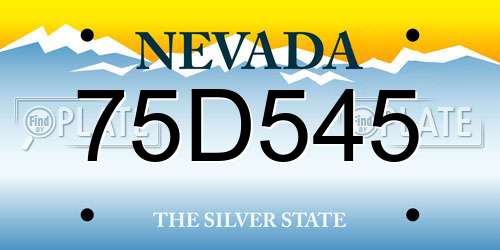 75D545 Nevada License Plate