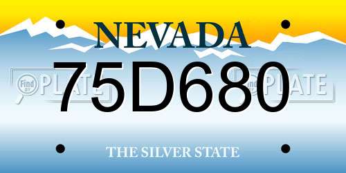 75D680 Nevada License Plate