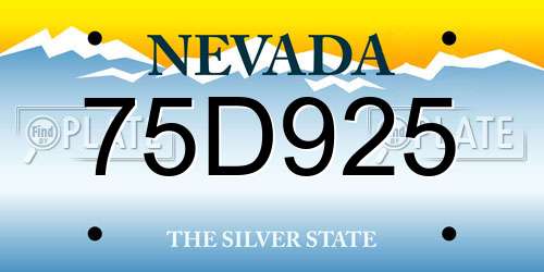 75D925 Nevada License Plate