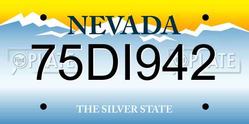 75DI942 Nevada License Plate