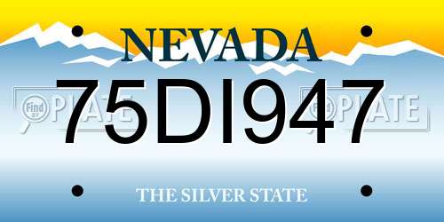 75DI947 Nevada License Plate
