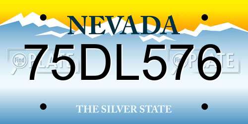 75DL576 Nevada License Plate