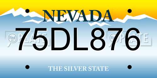 75DL876 Nevada License Plate