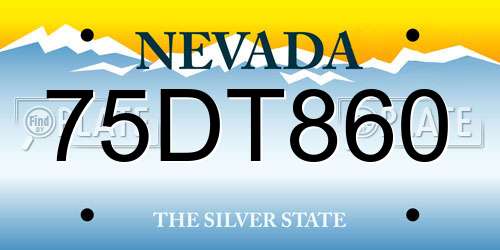 75DT860 Nevada License Plate
