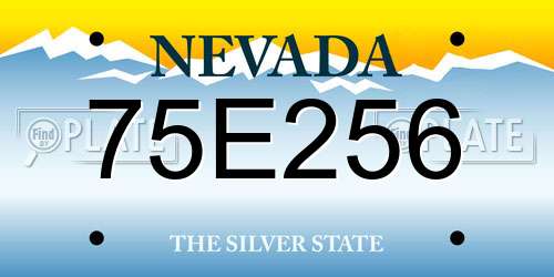 75E256 Nevada License Plate
