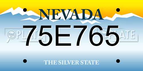75E765 Nevada License Plate