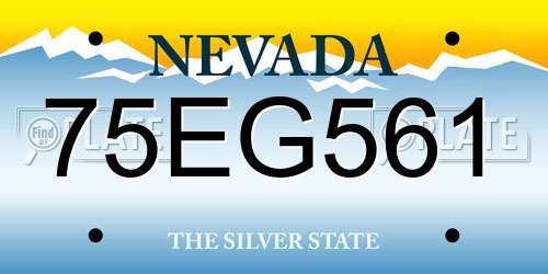 75EG561 Nevada License Plate