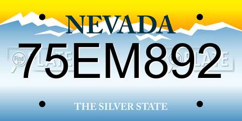 75EM892 Nevada License Plate