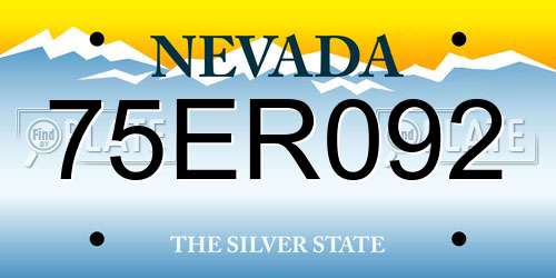75ER092 Nevada License Plate