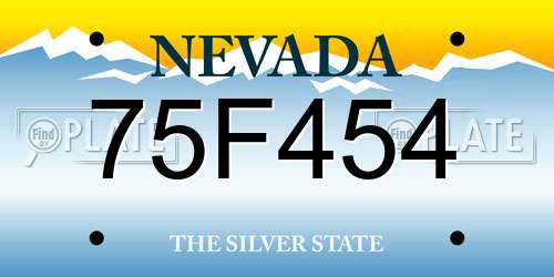 75F454 Nevada License Plate