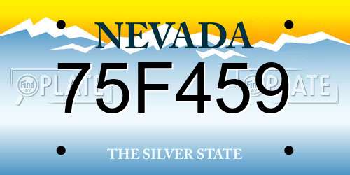 75F459 Nevada License Plate