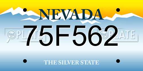 75F562 Nevada License Plate