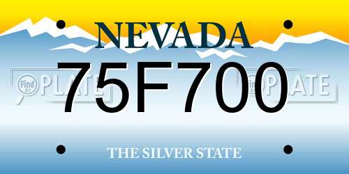 75F700 Nevada License Plate