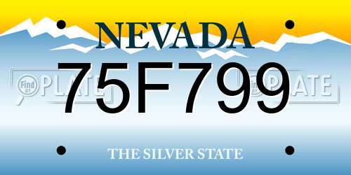 75F799 Nevada License Plate