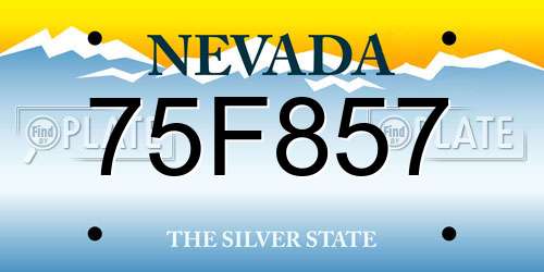 75F857 Nevada License Plate