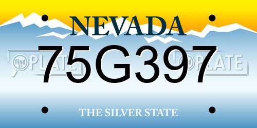 75G397 Nevada License Plate