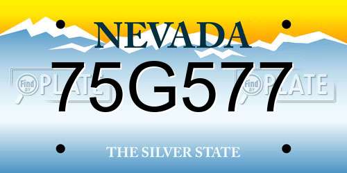 75G577 Nevada License Plate