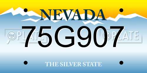75G907 Nevada License Plate