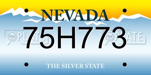 75H773 Nevada License Plate