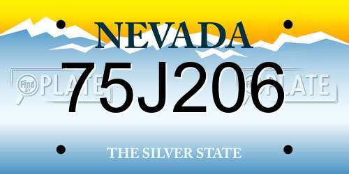 75J206 Nevada License Plate
