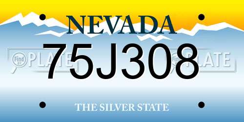 75J308 Nevada License Plate