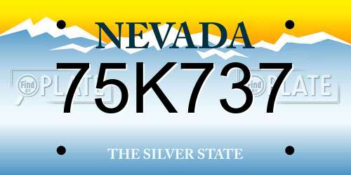 75K737 Nevada License Plate