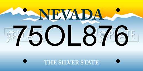 75OL876 Nevada License Plate