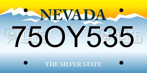 75OY535 Nevada License Plate
