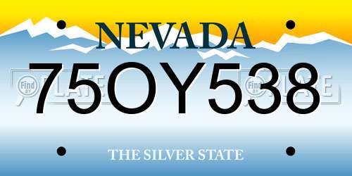 75OY538 Nevada License Plate