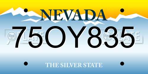 75OY835 Nevada License Plate