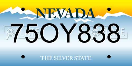 75OY838 Nevada License Plate