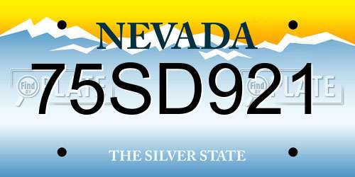 75SD921 Nevada License Plate