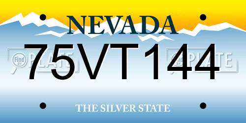 75VT144 Nevada License Plate