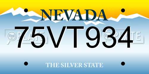 75VT934 Nevada License Plate