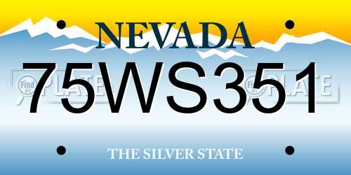75WS351 Nevada License Plate